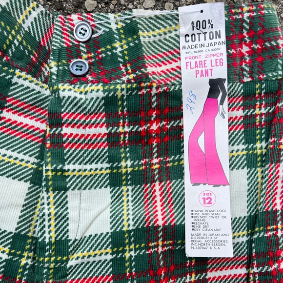 Deadstock Vintage 70s Bell Bottoms Kids Girls size 12 NWT 1970s Plaid Fl… - Picture 2 of 4